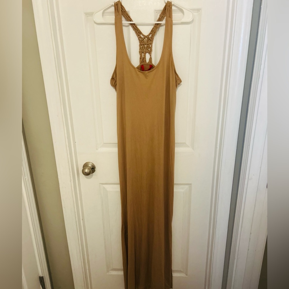 Elegant Tan Maxi Dress